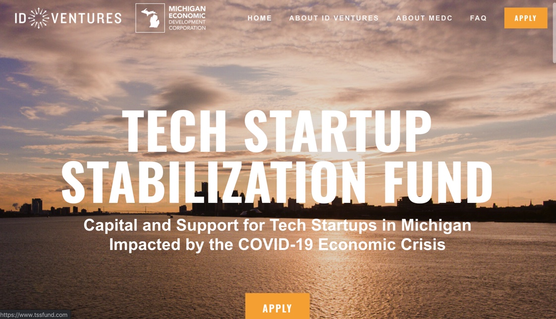 Tech Startup Stabilization Fund - Capital and Support for Tech STartups in Michigan impacted by the Covid-19 Economic Crisis