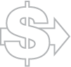 Icon of dollar sign with an arrow pointed right